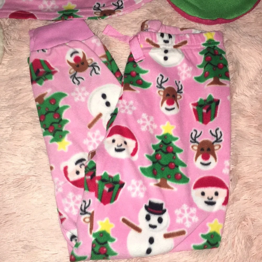 NWT Children’s Place Two Piece Girl's Christmas Holiday Print Fleece Pajamas